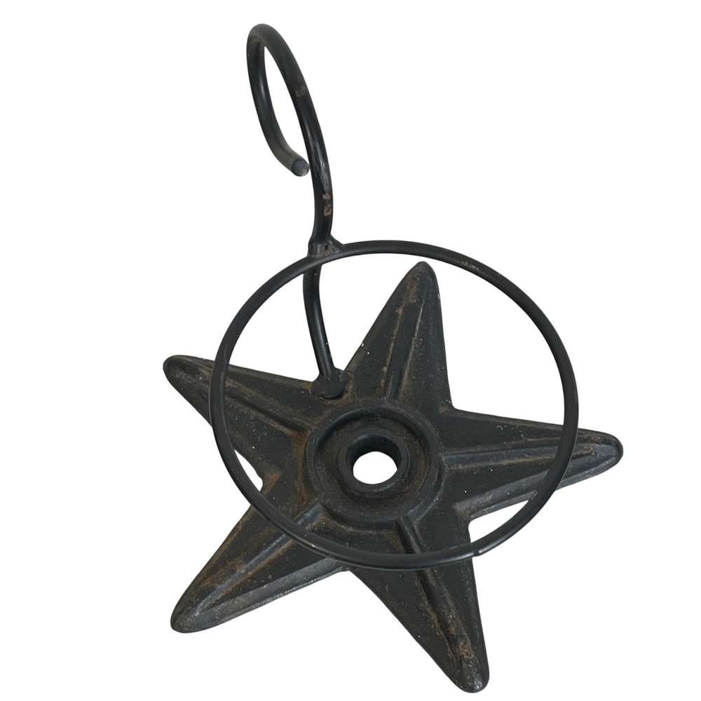 Vintage Cast Iron Star Candle‎ Holder Rustic Black Metal Pillar Candle Stand